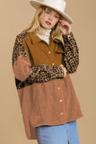Leopard Patchwork High Low Shirt Jacket