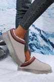 Gray Contrast Print Suede Plush Lined Snow Boots