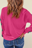 Strawberry Pink MERRY Christmas Tree Sequin Patchwork Sweatshirt