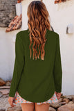 Green Solid Bow Tie Long Sleeve Blouse