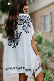 White Retro Floral Pattern Kimono