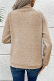 Apricot  Asymmetric Buttons Detail High Neck Textured Sweatshirt