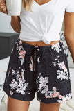 Floral Print Drawstring Elastic Waist Pocketed Shorts