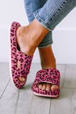 Rose Leopard Print Thick Sole Slip On Slippers