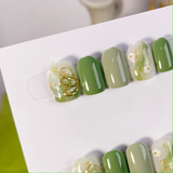 Spring Green Fake Press On Nails Short