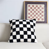 Plush Checkered Pillow Case