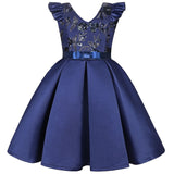 Girls Classical Dresses Sequin Elegant Puff Sleeve Ruffles for Kids Wedding Party Birthday 2-10Years