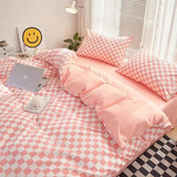 Pink Checkered Bedding Set
