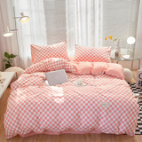 Pink Checkered Bedding Set