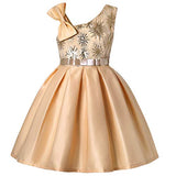 Girls Sequin Dresses Single Shoulder Princess Kids Gown for Birthday Party 2-10Years UK