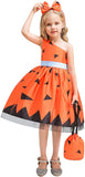 Seindeal Girls Fancy Pumpkin Devils Witch Printing Halloween Costume Festival Party Dress for 2-9 Years Toddler Girls