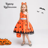 Seindeal Girls Fancy Pumpkin Devils Witch Printing Halloween Costume Festival Party Dress for 2-9 Years Toddler Girls
