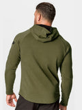Men's Neck Shoulder Zippered Large Pocket Long Sleeve Hooded Sweatshirt