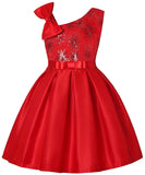Girls Sequin Dresses Single Shoulder Princess Kids Gown for Birthday Party 2-10Years UK