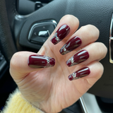 Glittery Red Press on Nails Medium Coffin