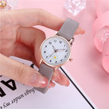 Luminous Flower Children Watch Girls Fashion Casual Leather Belt Watches Simple Ladies' Small Dial Quartz Clock Dress Wristwatch