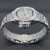 Full Diamond Men Watch Ice Out Luxury Silver Quartz Male Wristwatch