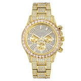 Full Daimond Men Watch Luxury Iced Out Calendar Quartz Wristwatch Hip Hop