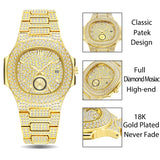 Ice Out Square Watch Men Luxurious Bling Bling Diamond Double Dial Original Design Watch