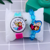 Fashion Cartoon Flash Light Girls Watches Kids with Bracelet Silicone Strap Princess Elsa Children Watches Clock reloj infantil