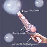 2023 New Summer Smoke Magic Bubble Machine Electric Automatic Bubble Blower Maker Gun USB Charging Kids Outdoor Toys