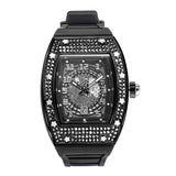 Hip Hop Mens Watches Luxury Full Diamond Silver Quartz Watch Sport Silicone Iced Out Waterproof Mille