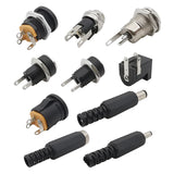 10Pcs DC Connectors 5.5x2.1mm 3.5x1.3mm DC Power Plug Male Female Jack Socket Nut Panel Mount DC Power Adapter Connector 5.5*2.1