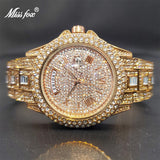 Luxury Ice Out Diamond Watch Multifunction Day Date Adjust Calendar Quartz Watch