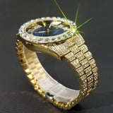 Hip Hop Men's Watches Or Women Big Dial Full Diamond Quartz Wristwatch Top Luxury Iced Out Waterproof