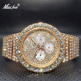 Ice Out Silver Color Diamond Watch Brand Famous Chronograph Luxury Watch