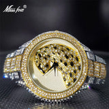 Hot Sale High Quality 18K Gold Luxury 3D Tiger Black Dial Diamond Watch
