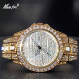 Luxury Men Watch Bezel with Colorful Diamond Waterproof Ice Out Watch