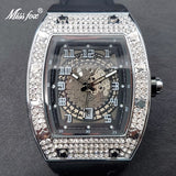 Iced Out Watch Big Case With Diamond Silicone Strap Watch