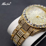 18K Gold Full Diamond Luxury Quartz Watch