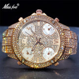 Cuban Luxury 18k Gold Wide Strap Multiple Time Zone Waterproof watch