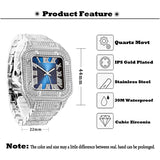 Luxury Design Royal  Blue Dial Couple Square Watch