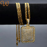 Jewelry New Fashion Retro Full Zircon Square Plate Rock Necklace Men's Hip Hop Party Pendant Necklace Gold Jewelry for Men Gifts