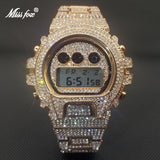 Hip Hop Fully Iced Out Men Watches Digital Luxury  Diamond Chronograph Wristwatch AAA Classic Stainless Steel