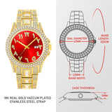 18K Gold Casual  Quartz Wristwatch with Full Square Diamond Watch