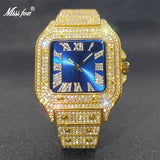 Luxury Design Royal  Blue Dial Couple Square Watch