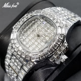 Full Diamond Men Watch Ice Out Luxury Silver Quartz Male Wristwatch