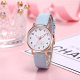 Luminous Flower Children Watch Girls Fashion Casual Leather Belt Watches Simple Ladies' Small Dial Quartz Clock Dress Wristwatch