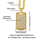 Jewelry New Fashion Retro Full Zircon Square Plate Rock Necklace Men's Hip Hop Jewelry Pendant Necklace Gold Chain for Men Gifts