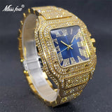 Luxury Design Royal  Blue Dial Couple Square Watch