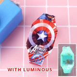 Super Hero Luminous Children Watches Girls Cartoon Pattern Princess Elsa Frozen Kids Watch Reloj Infantil Wristwatches