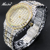 Luxury Baguette Designer Men's Watch With Wide Strap Royal Diamond