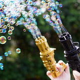 Kids Automatic Gatling Bubble Gun Toys Summer Soap Water Bubble Machine 2-in-1 Electric Bubble Machine For Children Gift Toys