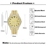 Iceout Gypsophila-Style Arabic Numbers Dial Quartz Watch Bezel with Big Diamond Wristwatch