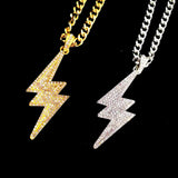 Jewelry New Fashion Retro Full Zircon Lightning Necklace Men's Hip Hop Party Accessories Pendant Necklace Jewelry for Men Gifts