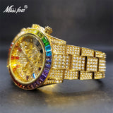 Gold Rainbow Baugette Classic Stylish Quartz Wristwatch